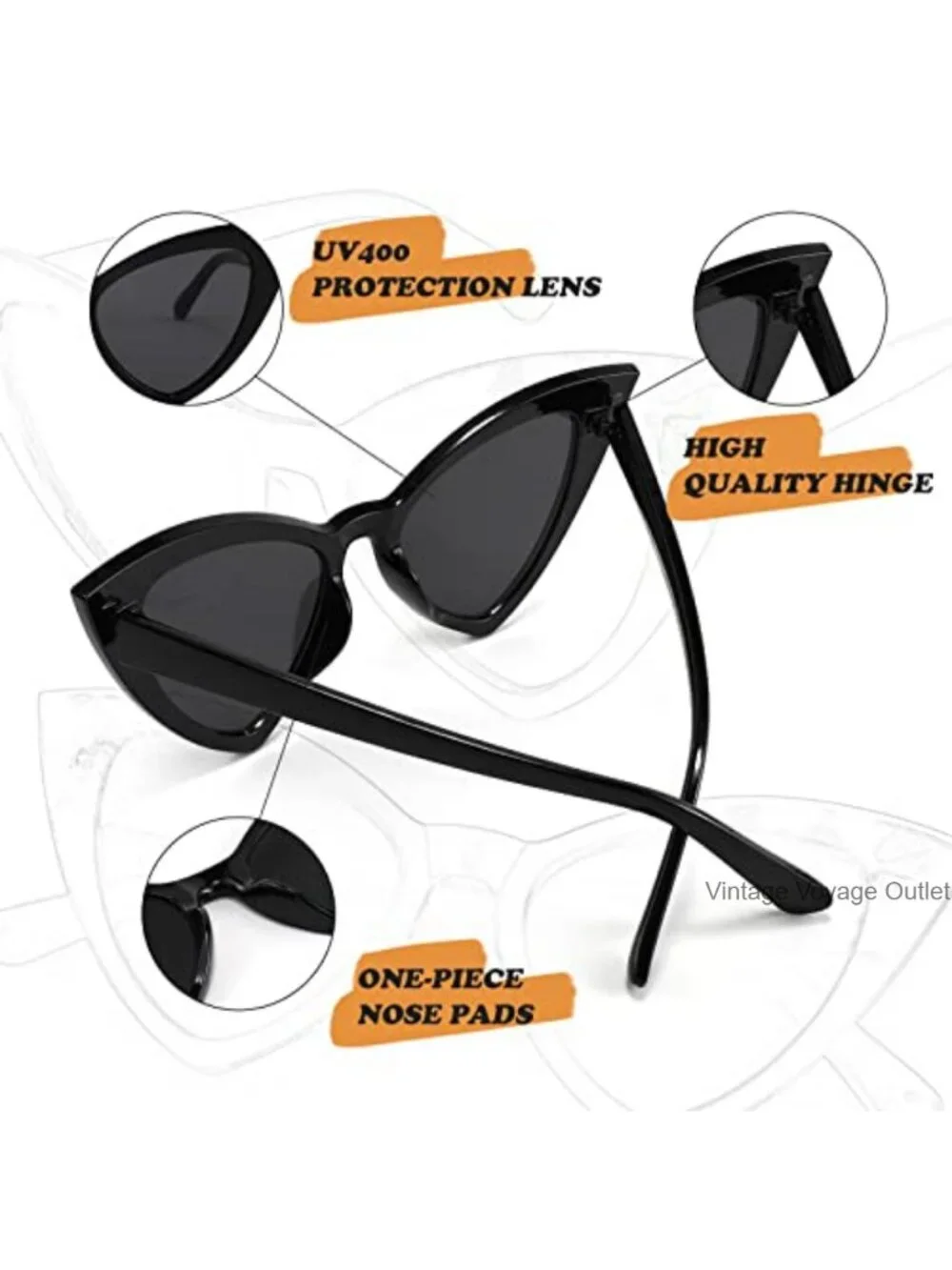 Retro Cat Eye Sunglasses for Women UV400 Protection Fashion Vintage